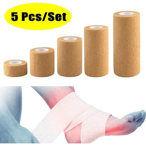 5PCS/Set Sports Elastoplast Elastic Bandages Self-Adhesive Non-Woven Cohesive Wrap Bandages 2.5/5/7.5/10/15CM* 4.5M 16 color