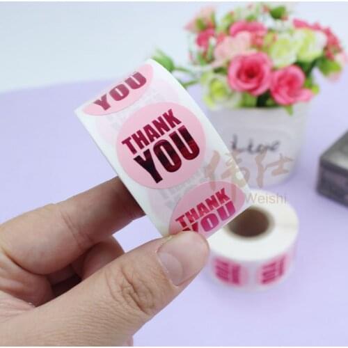 500pcs Pink Black Thank you Stickers with Gold Foil 1 inch Cute Seller Label for Small Business Gift Packaging Baked Goods Decor
