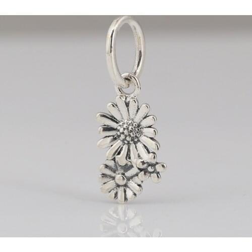 S925 Bead DIY Jewelry Daisies Flower Dangle Charm fit Lady Bracelet Bangle