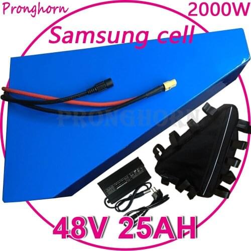 48V Triangle Samsung Battery 13S 48V 10Ah 13Ah 15Ah 18Ah 20Ah 25Ah 30Ah 35Ah EBike Lithium Battery for1000W 1500W 2000W Free Tax