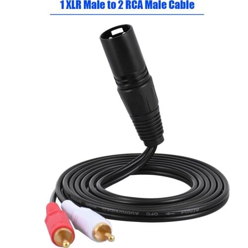 Ammoon High Quality 1.5m/ 5ft Stereo Audio Splitter Patch Y Cable Cord 1 XLR Male to 2 RCA Male Plug