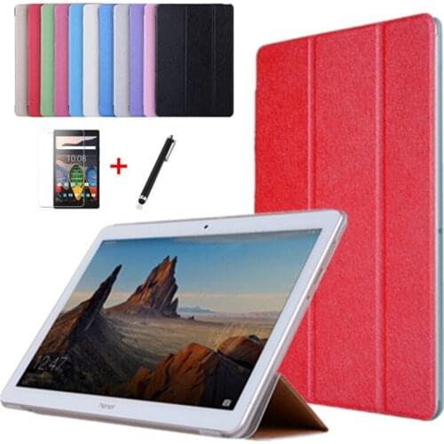 Case For Huawei MediaPad T3 10 AGS-L09 AGS-L03 9.6 inch Cover Funda Tablet PU Leather Flip Folding Folio Stand Shell+film+pen