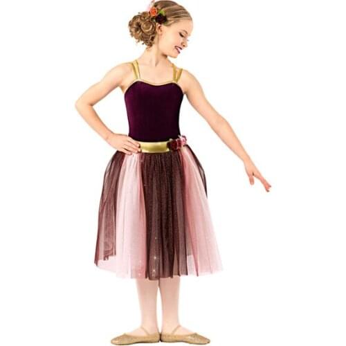 Kids Ballet Dance Dress 3 Layers Girls Dancing Performance Skirt Gradient Sprinkle Golden Suit Kids Stage Performance Wear D0436