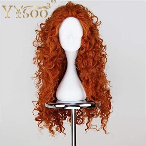 YYsoo Long Curly Orange Color Wig Princess Cosplay Red Synthetic Deep Wave Halloween Wigs for Girls Heat Resistant Fiber Wig