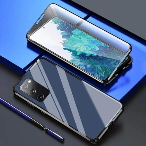 Double-sided Magnetic 360 Protect Case For Samsung A12 A32 A52 A72 A21s A31 A51 A71 S21 S20 FE ultra Tempered Glass Metal Cover