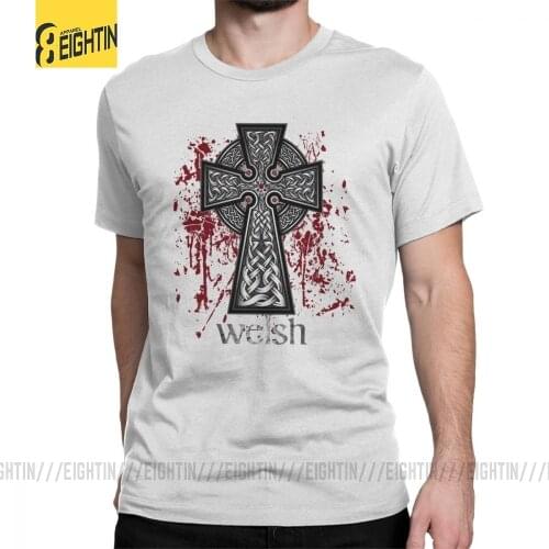 Welsh Celtic Cross Viking Valhalla Odin Simple Style T Shirt for Men Short Sleeved Tops Tees Purified Cotton Crewneck T-Shirt