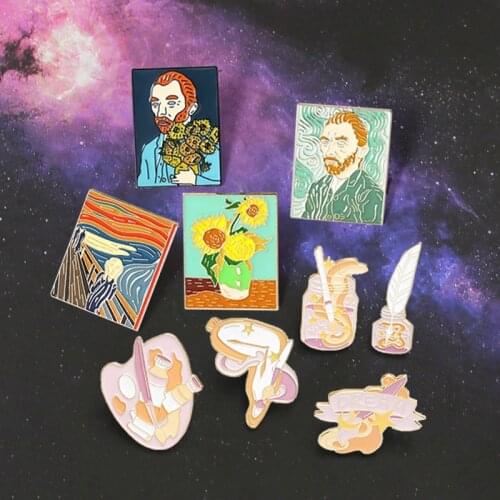 Painter Van Gogh Enamel Pins Custom Art Dream Oil Painting portrait Scream Brooches Badge Lapel Pin Jewelry Gift for Friend