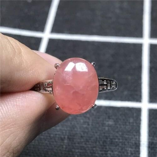 12x10mm Top Natural Red Rhodochrosite Ring Jewelry For Woman Man Argentina Oval Beads Silver Crystal Stone Adjustable Ring AAAAA