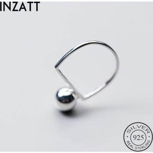 INZATT Real 925 Sterling Silver Punk Geometric Ring For Women Light Bead Accessories Office Jewelry Accessories Gift