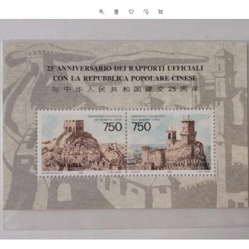 1996 Great wall of China and San Marino Castle China souvenir sheet Post Stamps Postage Collection