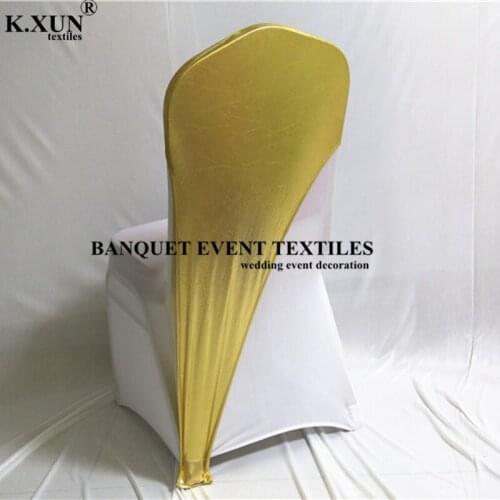 Nice Looking Mettalic Bronzing Spandex Chair Cap Cover Lycra Stretch Chair Covers Hood For Wedding Event Decoration