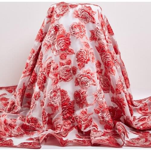 Lace Fabric Guipure African Jacquard Tulle Lace Fabric 2021 Nigerian Brocade Flowers Embroidrty Fabrics Dresses For Women A 2503