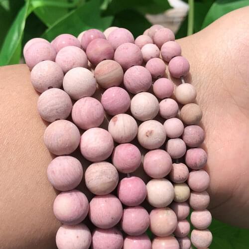 Natural Stone Grade Dull Polish Matte Rhodonite Round Loose Spacer Beads 15"Strand 4/6/8/10MM For Jewelry Making Diy Bracelets