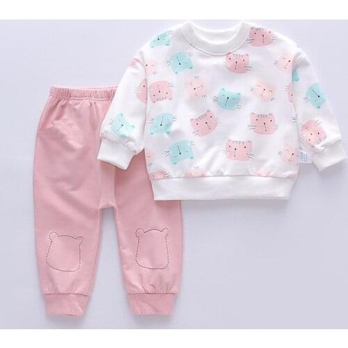 Melario Baby Boy Girl Set Cotton Toddler Kids Child Catoon Printing Sweatshirt Tops Pants 2pcs Set Clothes Fall Spring Costume