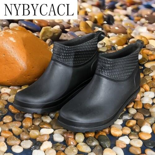 Men Thick Heel Warm Rainboots Safety Work Water Shoes Autumn Winter Non-Slip Waterproof Ankle mens rubber boots Fishing 2021