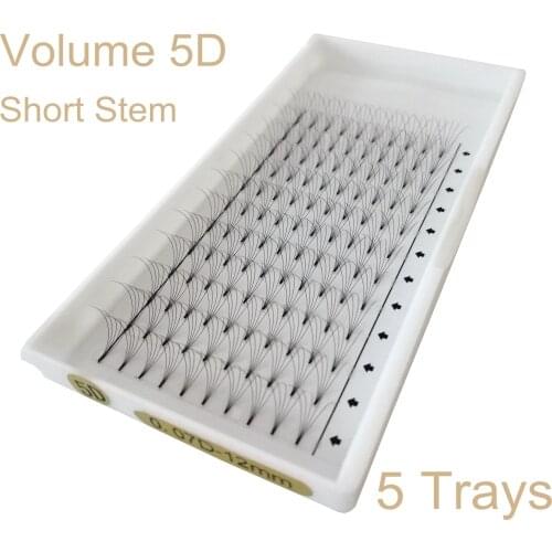5D Russian Eyelashes Extensions Short Stem Premade Fans Eyelash 5 Trays Natural Volume Lashes Extension Faux Mink Eye Lash