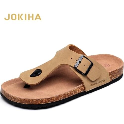 2020 New Mens Leather Mule Clogs Slippers High Quality Soft Cork Flip Flops Buckle Slides Footwear For Men Women Unisex 35-46