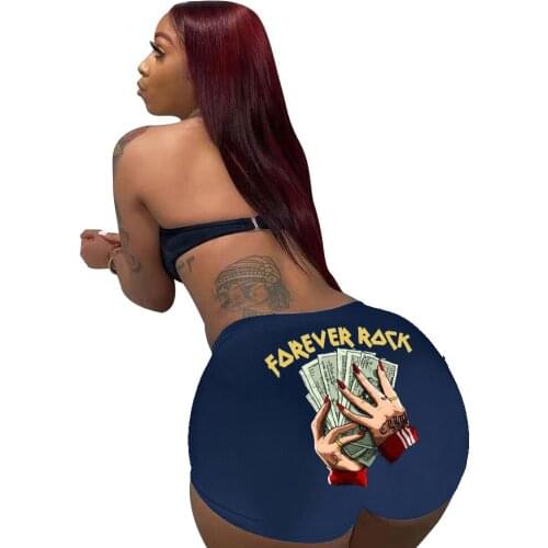 2021 New Leisure Vacation Vintage Casual High Waist Biker Shorts Skinny One Piece Outfits Women Yoga Gym Clothing Wholesale