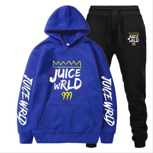 2021 New Juice WRLD Loose Fleece Printed Mens Sweatshirt Set All-Match Fashion Street Mens Sportswear Set Asian Size S-3XL