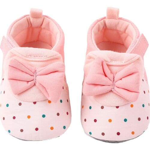 Newborn Toddler Baby Shoes, Anti-Slip Bowknot Cotton Shoes Prewalker Soft Sole Shoes for Baby Girls Solid First Walkers Princess