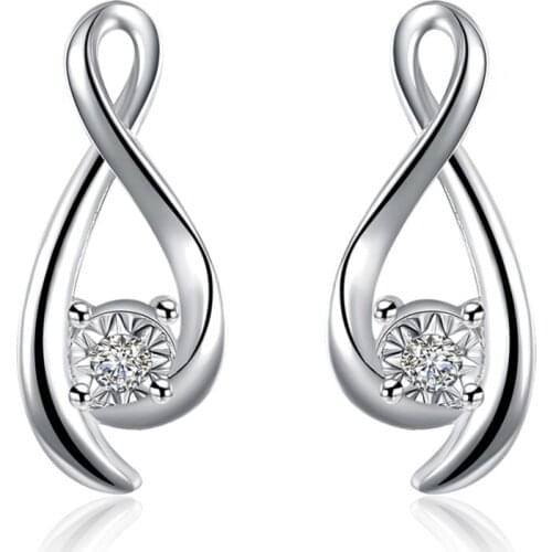 Wholesale women silver earrings stud drop style crystal charms wedding jewelry gift high quality fashion classic jewelry e774