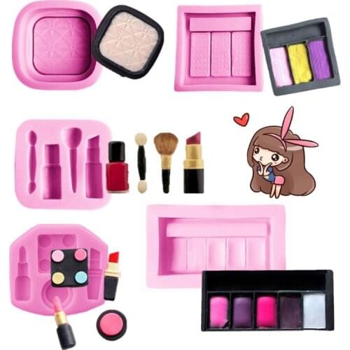 5Pcs Lipstick Eyeshadow Palette Epoxy Resin Mold Makeup Case Keychain Pendant Resin Mold Jewelry Making Tools Art Crafts