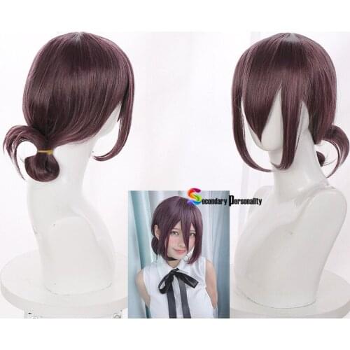 Reze Cosplay Wig Anime Chainsaw Man Purple Brown Ponytail Hair Pelucas Halloween Carnival Party Costume Role Play