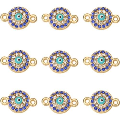 New 10pcs/lot Blue Eye Rhinestone Alloy Connector Charms Pendant For Jewelry Making Accessories DIY Bracelet Necklace