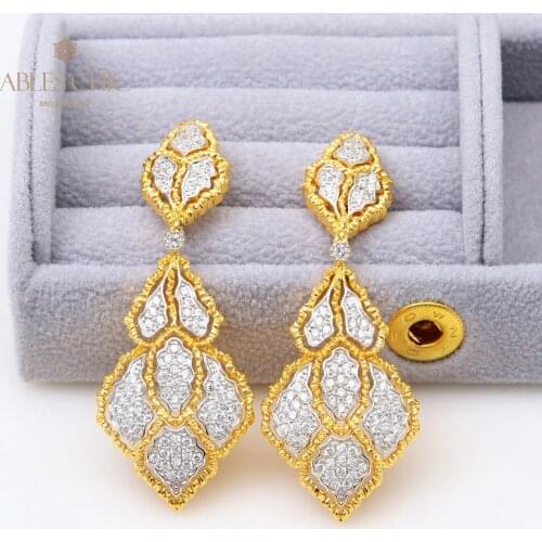 Real Gold Plated Vintage Flower Earrings 925 Silver Statement Filigree Floral Stud Earring Renaissance Jewelry C11E4S25166