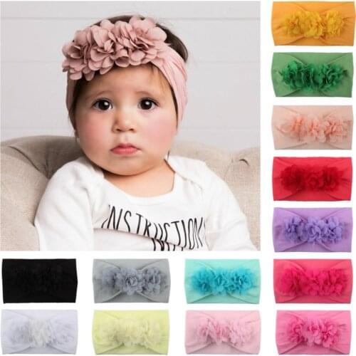Baby Girl Headbands 3D Flower Kids Toddler Bow Hairband Headband Big Floral Elastic Hair Bands Head Wrap Baby Hair Accessories