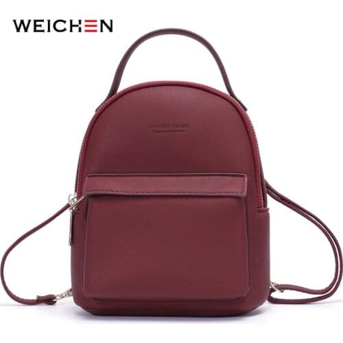 WEICHEN Women Mini Stylish Backpack Soft Pu Leather Multi-Function Female Small Backpacks Ladies Bolsos Mochila Back Pack