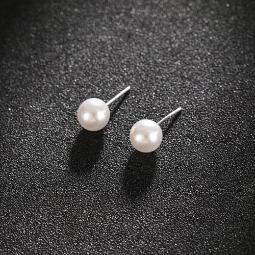 8MM Stud Earrings Popular Party Engagement Wedding Earrings Small Simple Pearl Earrings For Women Jewelry