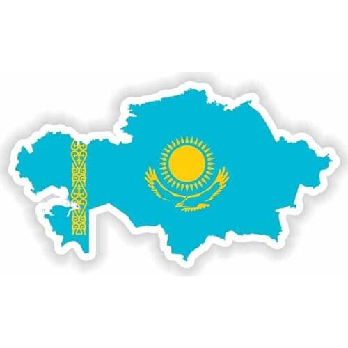 SZWL Waterproof Car Stickers Kazakhstan Map Flag Logo Decal Auto Accessories Vinyl for Helmet JDM RV VAN Graphics,13cm*7cm