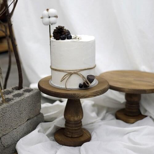 Vintage Wooden Cake Stand Jewelry Display Tray Holder Home Wedding Party Cafe Table Decor Tableware Set Photography Accessories