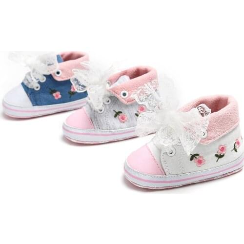 High top embroidered lace princess shoes baby shoes Toddler Kids Shoes First Walker Comfortable soft bottom