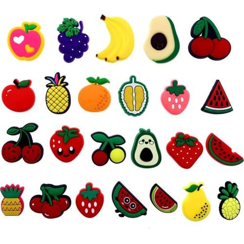 10PCS Mix Cartoon Fruit Series PVC Flat Back Banana Apple Icon Components For Scrapbook Phone Case Jewelry DIY Making