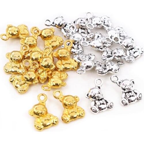 15x11mm 15pcs Antique Silver Plated colors Gold Plated Cute Bear Doll Handmade Charms Pendant:DIY for bracelet necklace