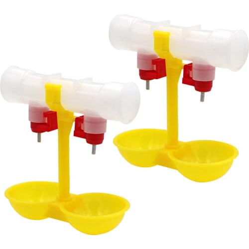 2PCS Chicken Nipple Drinker Double Hanging Cup Ball Nipple Drinker Automatic Waterer Chicken Feeder Farm Poultry Feeding Tools