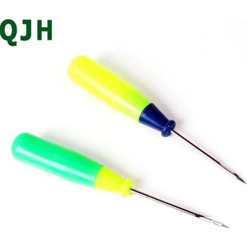 2pcs Steel Stitcher Sewing Awl Shoes&bags hole hook DIY Handmade Leather tool Plastic handle cone needle shoe repair needles