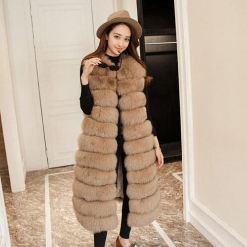 2017 New fashion 100% natural Fox fur long vest real fox fur gilet winter high quality women fur vest real fox fur coat A380-005