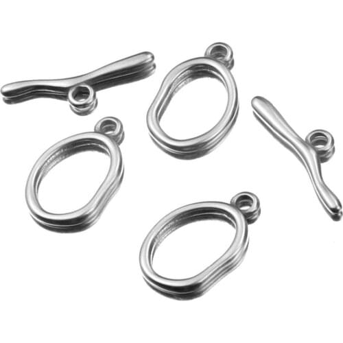 3 Sets/Lot One-piece Casting Stainless Steel Toggle Clasps Connectors For DIY Bracelet Necklace Chunky OT Clasp Jewelry Findings