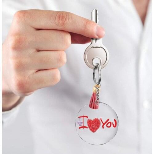 90Pcs Acrylic Clear Circle Discs Keychain Set Round Acrylic Keychain Blank Leather Tassel Pendant Jump Rings for DIY