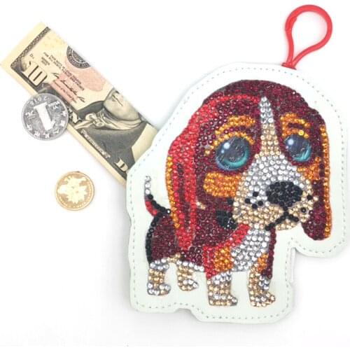 DIY Special Shaped Diamond Painting Wallet Color Dog Coin Purse Keychain Pendants Stitch Embroidery Christmas Gifts for Girls