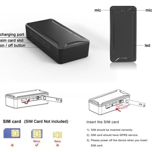AT2 Mini GPS Tracker Real-time Portable Anti-theft GPS Tracking with 1000mAh Battery Geo-fence Recording for Kid Car Asset