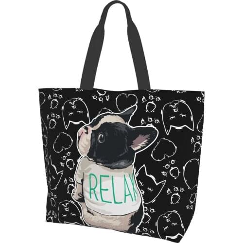 NOISYDESIGNS Retro French Bulldog Canvas Bag Womens Shoulder Bag Eco Shopping Shopper Ladies Handbags Large Tote Bags for Women