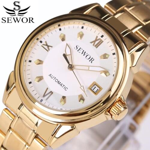 SEWOR2018 Luxury Business Dress Dial Calendar Stainless Steel Watches Men Automatic Mechanical Watches Men Luminous Needle Clock