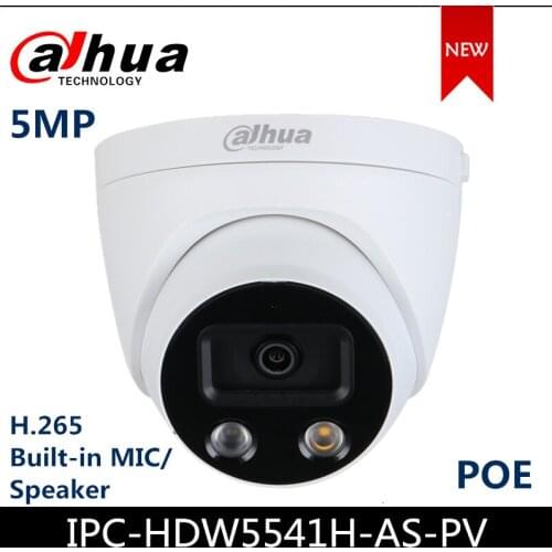 Dahua IP camera IPC-HDW5541H-AS-PV 5MP WDR IR Eyeball AI Network Camera starlight support POE Built-in MIC&Speaker