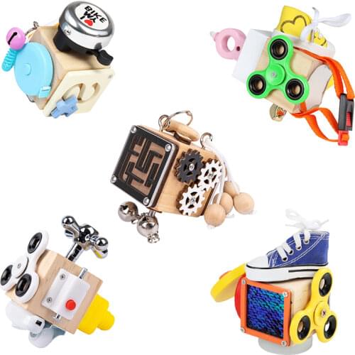 Baby Busy Board Wooden Box Toys Montessori Unlocking Rotating Screw Activity Board Education Sensory Toys Hand Ability Training