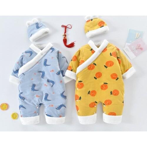 Baby Rompers Newborn Pajamas Thick Cotton Toddler Winter Jumpsuit Costume for Boys Girls Clothing Autumn Ropa Bebe Onesie Hat