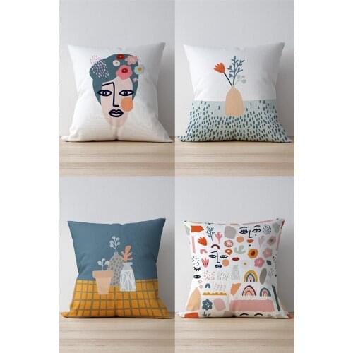 Double Side Printed Chalcedony Portrait Pattern 4'Lü Suede Pillow Decorate Case Good Quality Stylish Home Garden Room Kitchen Gift Convenient Decorative Modern